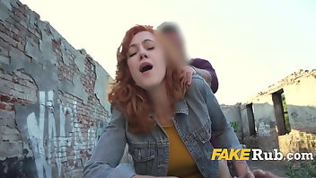 Taxi Outdoor Amateur Redhead 
