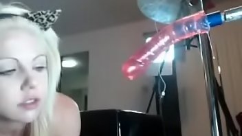 Fucking Machines Stockings Dildo Teen Blonde 